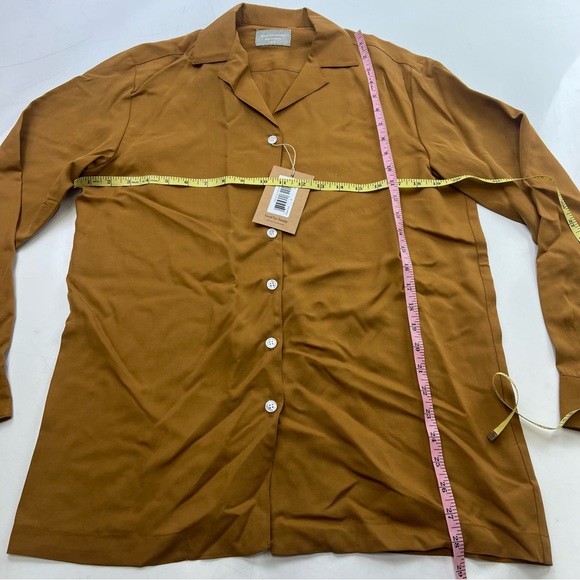 Good for Sunday women’s toffee Tencel Notch Collar Shirt M NWT slate blue L43-16 - Picture 4 of 7